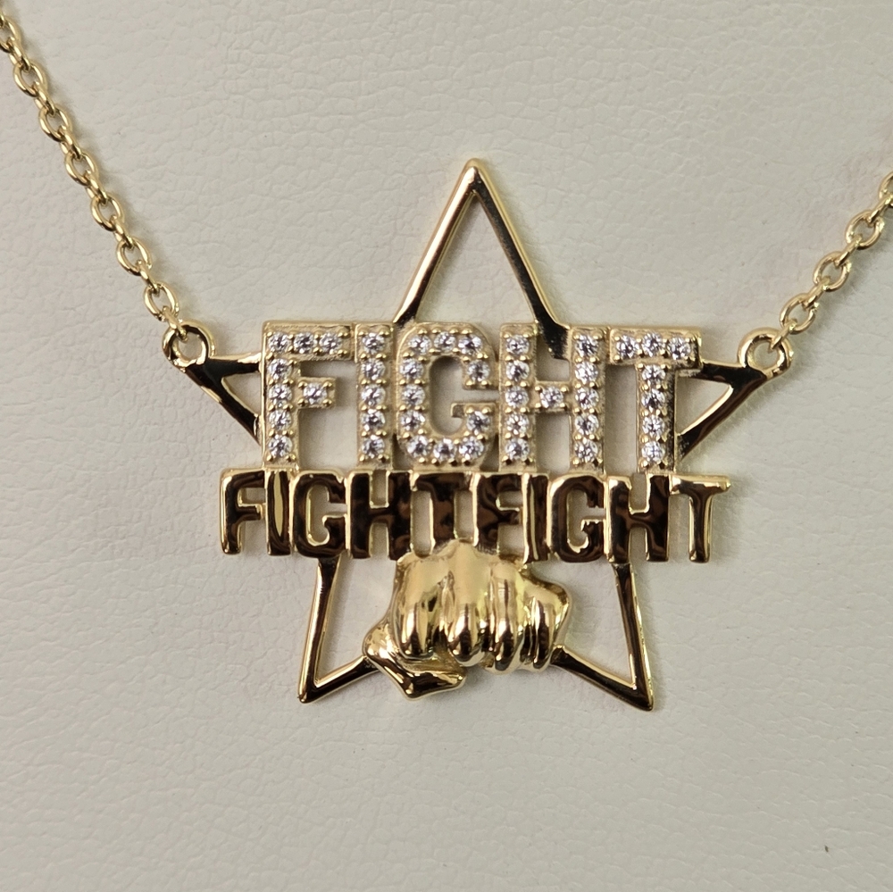 Trump 14kt Gold Vermeil Fight Fight Fight Necklace View 2